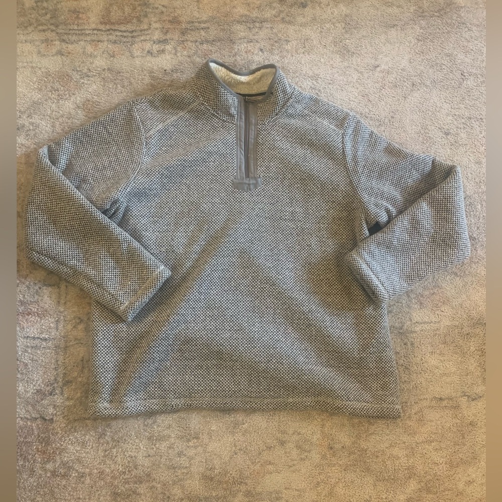 ORVIS MENS XXL 1/2 ZIP WINTER SHERPA FLEECE SWEATER OUTDOOR GREY POLYESTER LOGO
